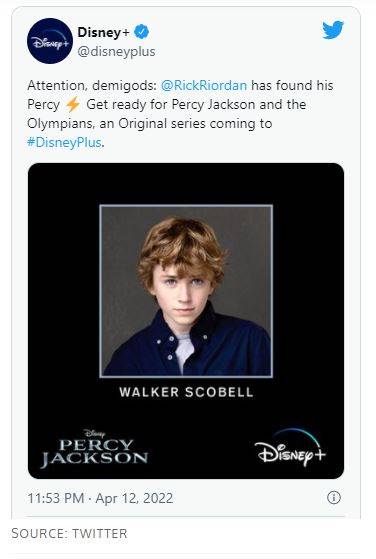迪士尼Plus影集《波西傑克森》宣布Walker Scobell將飾演主角Percy Jackson